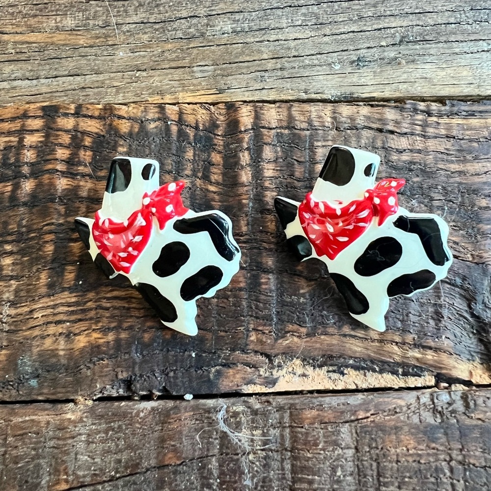 Cow Print Texas Shaped earrings